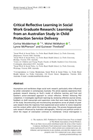 Critical Reflective Learning in Social Work Graduate Research: Learnings from an Australian Study in Child Protection Service Delivery