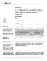 An analytical solution to ecosystem based FMSY using trophic transfer efficiency of prey consumption to predator biological production