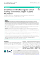 Does the student-led osteopathy clinical learning environment prepare students for practice?