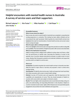 Helpful encounters with mental health nurses in Australia: A survey of service users and their supporters