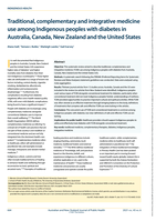 Traditional, complementary and integrative medicine use among Indigenous peoples with diabetes in Australia, Canada, New Zealand and the United States