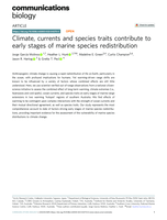 Climate, currents and species traits contribute to early stages of marine species redistribution