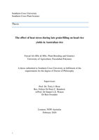 The effect of heat stress during late grain-filling on head rice yields in Australian rice