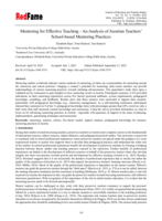 Mentoring for Effective Teaching - An Analysis of Austrian Teachers’ School-based Mentoring Practices