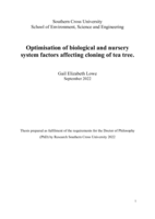 Optimisation of biological and nursery system factors affecting cloning of tea tree