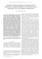 Emergency Remote Teaching in Unequal Contexts: Reflections on Student Feedback on Two Online Courses during the Covid-19 Lockdown in South Africa
