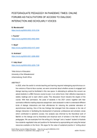 Postgraduate Pedagogy in Pandemic Times: Online Forums as Facilitators of Access to Dialogic Interaction and Scholarly Voices