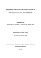 Perceptions of research capacity and culture in New South Wales Local Health Districts