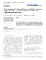 The Australasian Professional Society on Alcohol and other Drugs' submission to the consultation draft National Tobacco Strategy 2022-2030