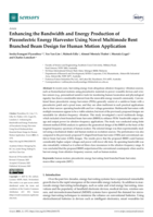 Enhancing the Bandwidth and Energy Production of Piezoelectric Energy Harvester Using Novel Multimode Bent Branched Beam Design for Human Motion Application