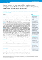Current tobacco use and susceptibility to using tobacco among non-users of tobacco: A cross-sectional study among school-going adolescents in Sierra Leone