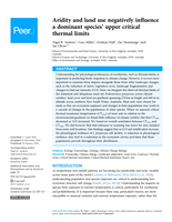 Aridity and land use negatively influence a dominant species' upper critical thermal limits