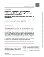 Biosecurity Dogs Detect Live Insects after Training with Odor-Proxy Training Aids: Scent Extract and Dead Specimens