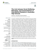 The Link between Social Wellbeing, Belonging, and Connectedness of International Students in Australian High Schools