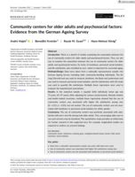 Community centers for older adults and psychosocial factors: Evidence from the German Ageing Survey