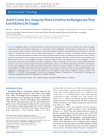 Adult corals are uniquely more sensitive to manganese than coral early-life stages