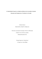 A Critical Realist Perspective on Quality and Reform in the Australian Vocational and Education Sector: The Road Less travelled