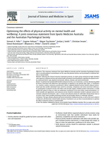 Optimising the effects of physical activity on mental health and wellbeing: A joint consensus statement from Sports Medicine Australia and the Australian Psychological Society