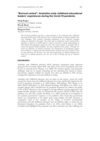 "Burnout central": Australian early childhood educational leaders’ experiences during the Covid-19 pandemic
