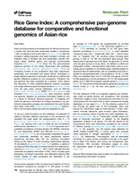 Letter to the Editor: Rice Gene Index (RGI): a comprehensive pan-genome database for comparative and functional genomics of Asian rice
