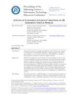 A Study of University Students' Adoption of 3D Online Immersive Worlds