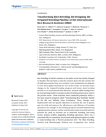 Transforming Rice Breeding: Re-Designing the Irrigated Breeding Pipeline at the International Rice Research Institute (IRRI)