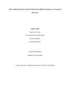 Early Childhood Educator Decision-Making about Digital Technology: An Unexplored Dimension
