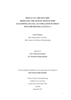 Does it Cut the Mustard? Dissecting the Genetic Basis of Seed Glucosinolate (GSL) Accumulation in Indian Mustard (Brassica Juncea L.)
