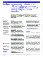 Implementation evaluation of an evidence-based emergency nursing framework (HIRAID): study protocol for a step-wedge randomised control trial