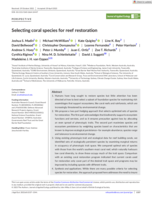Selecting coral species for reef restoration