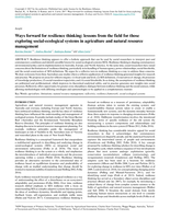 Ways forward for resilience thinking: lessons from the field for those exploring social-ecological systems in agriculture and natural resource management