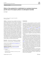 Effects of site productivity on individual tree maximum basal area growth rates of Eucalyptus pilularis in subtropical Australia