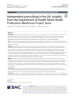 Independent prescribing in the UK: insights from the Department of Health Allied Health Professions Medicines Project team