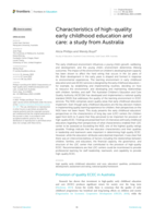 Characteristics of high-quality early childhood education and care: a study from Australia