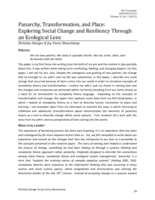 Panarchy, Transformation, and Place: Exploring Social Change and Resiliency Through an Ecological Lens