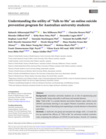 Understanding the utility of "Talk-to-Me" an online suicide prevention program for Australian university students