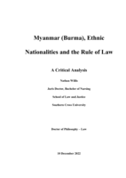Myanmar (Burma), Ethnic Nationalities and the Rule of Law : A Critical Analysis