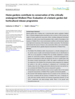 Home gardens contribute to conservation of the critically endangered Wollemi Pine: Evaluation of a botanic garden-led horticultural release programme