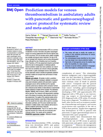 Prediction models for venous thromboembolism in ambulatory adults with pancreatic and gastro-oesophageal cancer: protocol for systematic review and meta-analysis