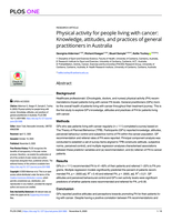 Physical activity for people living with cancer: Knowledge, attitudes, and practices of general practitioners in Australia