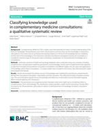 Classifying knowledge used in complementary medicine consultations: a qualitative systematic review
