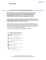 Best Practice in Post-Stroke Aphasia Services According to People with Lived Experience. A Modified Nominal Group Technique Study