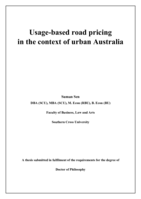 Usage-based road pricing in the context of urban Australia