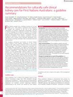 Recommendations for culturally safe clinical kidney care for First Nations Australians: a guideline summary