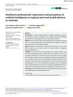 Healthcare professionals' experiences and perceptions of artificial intelligence in regional and rural health districts in Australia
