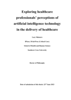 Exploring healthcare professionals’ perceptions of artificial intelligence technology in the delivery of healthcare