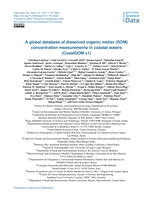 A global database of dissolved organic matter (DOM) concentration measurements in coastal waters (CoastDOM v1)