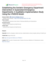 Establishing the Geriatric Emergency Department Intervention in Queensland emergency departments: a qualitative implementation study using the i-PARIHS model