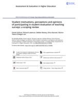 Student motivations, perceptions and opinions of participating in student evaluation of teaching surveys: a scoping review
