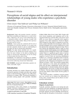 Perceptions of social stigma and its effect on interpersonal relationships of young males who experience a psychotic disorder